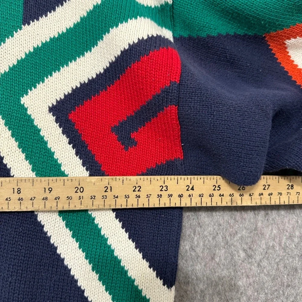 Vintage John Henry Mens Abstract Geometric Pattern Navy Green Cotton Sweater XL‎